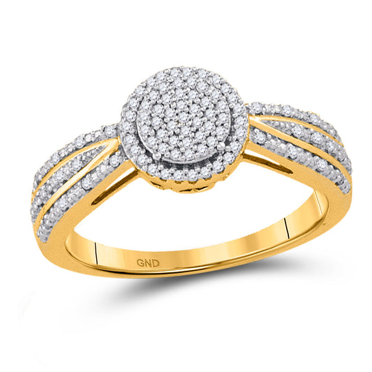 10kt Yellow Gold Womens Round Diamond Circle Cluster Ring 1/5 Cttw