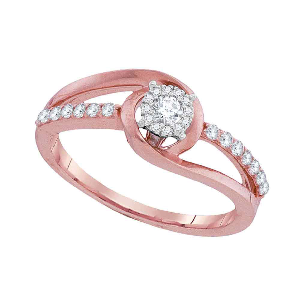 10kt Rose Gold Round Diamond Solitaire Bridal Wedding Engagement Ring 1/3 Cttw
