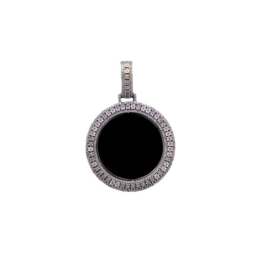 Double Sided White Memory Pendant - 10K Gold - Free Hollow Rope Chain
