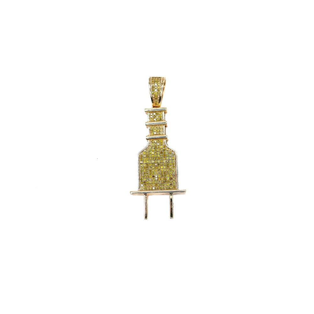 Diamond Socket Plug - 10K Gold - Free Hollow Rope Chain