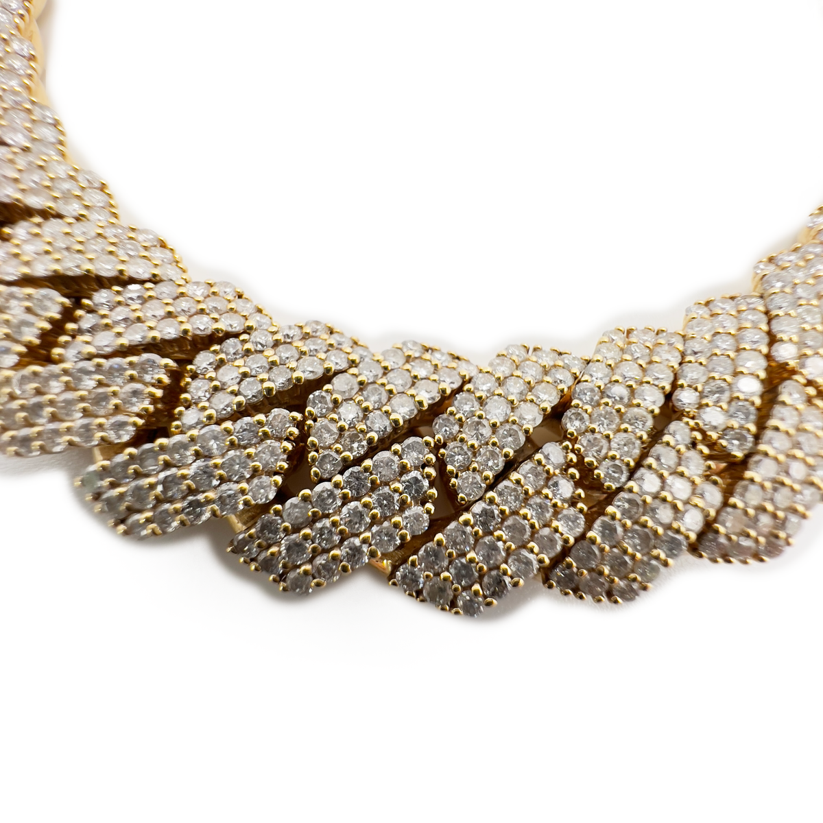 Big Round Diamond Cuban Necklace - 10K Yellow Gold