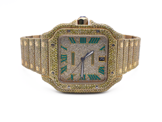 2021 Cartier De Santos - Gold Diamond Watch - Complimentary 1-4 Day Shipping