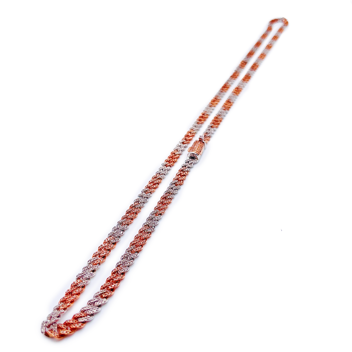 Round Diamond Cuban Link Chain Necklace - 10K Two-Tone