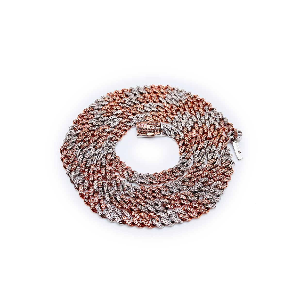 Round Diamond Cuban Link Chain Necklace - 10K Two-Tone