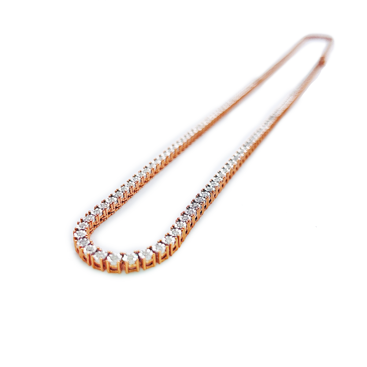Faunk Diamond Tennis Necklace - Round Diamond Chain - 10K Gold