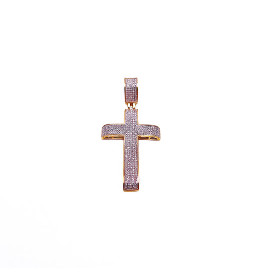 Diamond Cross Pendant Micro Pavé - 10K Yellow Gold