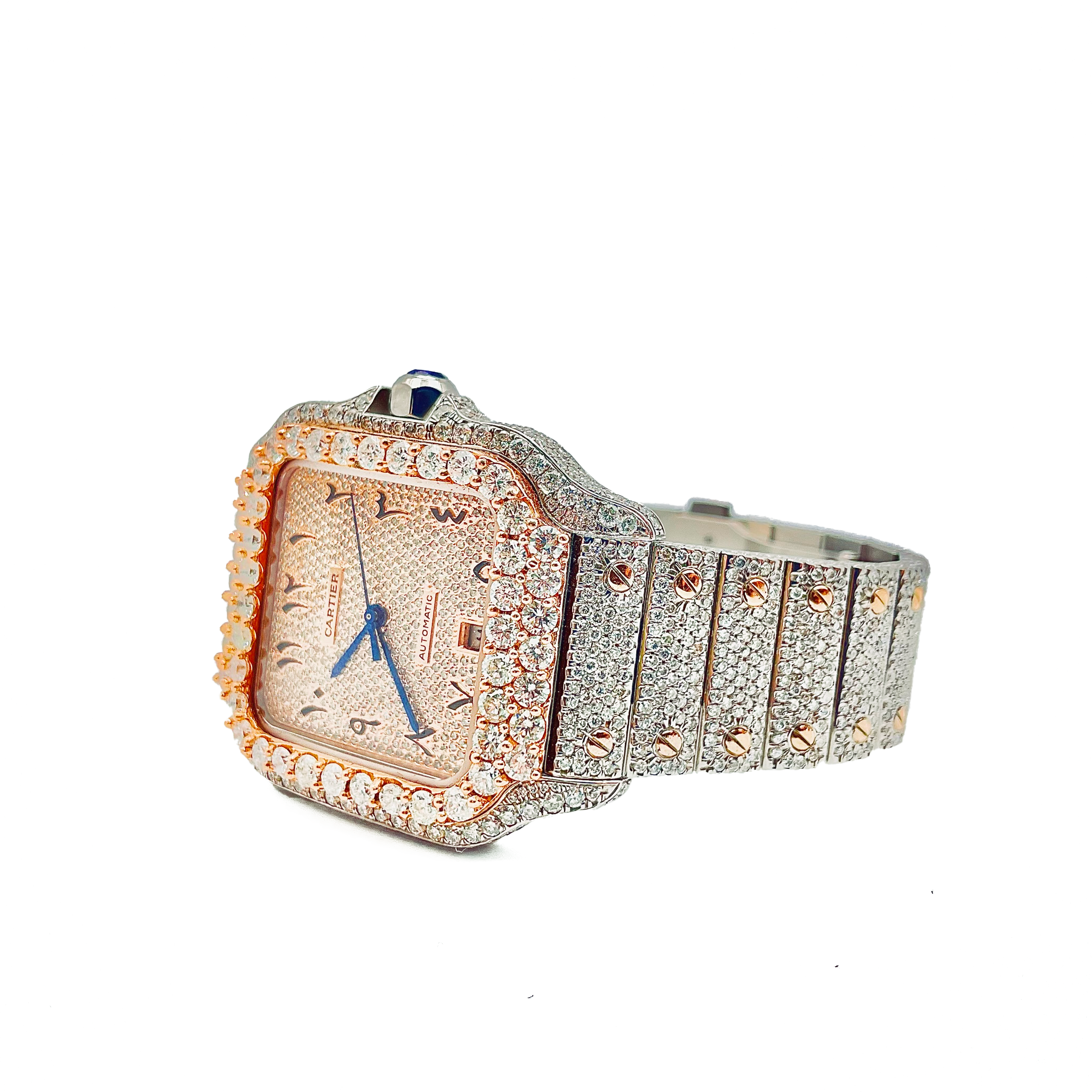 2021 Two-Tone Cartier De Santos - All Steel Rose & White  - Supreme Jewelers Complimentary 1-4 Day Shipping
