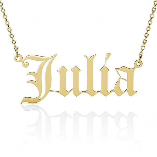 14K Gold Nameplate Old English