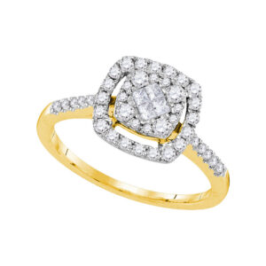 14kt Yellow Gold Princess Diamond Cluster Bridal Wedding Engagement Ring 1/2 Cttw