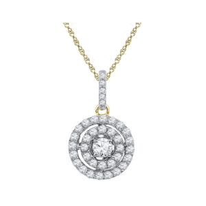 10kt Two-tone Gold Womens Round Diamond Circle Cluster Pendant 1/2 Cttw