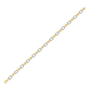 10kt Yellow Gold Womens Round Diamond Geometric Link Bracelet 3/4 Cttw