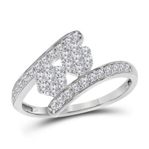 14kt White Gold Round Diamond Cluster Bridal Wedding Engagement Ring 1/2 Cttw