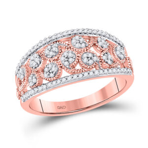10kt Rose Gold Womens Round Diamond Band Ring 1/4 Cttw