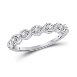 Sterling Silver Womens Round Diamond Anniversary Ring 1/10 Cttw