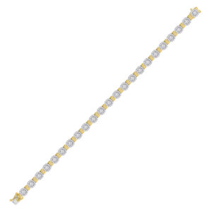 14kt Yellow Gold Womens Round Diamond Cluster Link Bracelet 2-1/5 Cttw