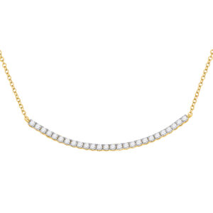 14kt Yellow Gold Womens Round Diamond Curved Bar Necklace 3/4 Cttw