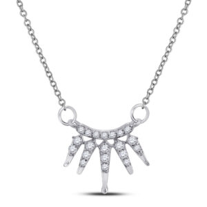 10kt White Gold Womens Round Diamond Fashion Necklace 1/6 Cttw
