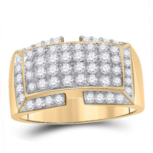 10kt Yellow Gold Mens Round Diamond Fashion Ring 1-3/8 Cttw