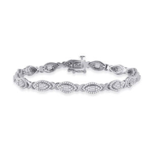 14kt White Gold Womens Baguette Diamond Fashion Bracelet 2 Cttw