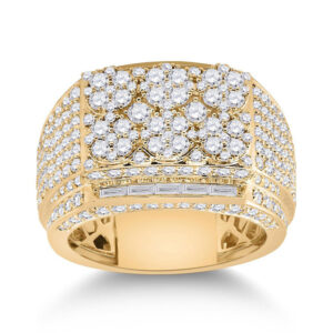 14kt Yellow Gold Mens Round Diamond Fashion Ring 3-3/4 Cttw