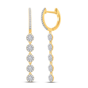 10kt Yellow Gold Womens Round Diamond Dangle Earrings 5/8 Cttw