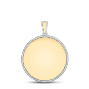 10kt Yellow Gold Mens Round Diamond Picture Memory Circle Charm Pendant 1 Cttw