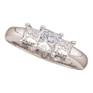 14kt White Gold Princess Diamond 3-stone Bridal Wedding Engagement Ring 3/4 Cttw