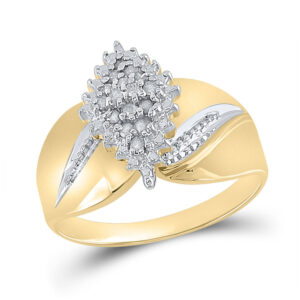 Yellow-tone Sterling Silver Womens Round Diamond Cluster Ring 1/8 Cttw