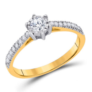 10kt Yellow Gold Round Diamond Solitaire Bridal Wedding Engagement Ring 1/3 Cttw