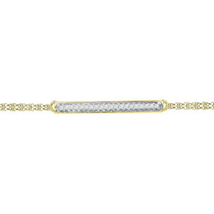 10kt Yellow Gold Womens Round Diamond Single Row Bar Fashion Bracelet 1/20 Cttw