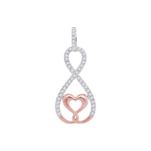 10kt Two-tone Gold Womens Round Diamond Heart Infinity Pendant 1/8 Cttw