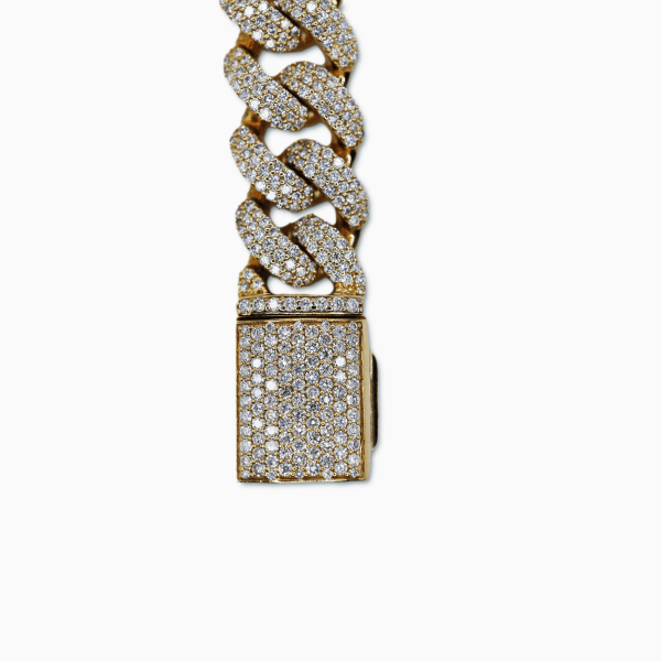 Diamond Cuban Bracelet - 10K Yellow Gold - Free Overnight Shipping - Image 4