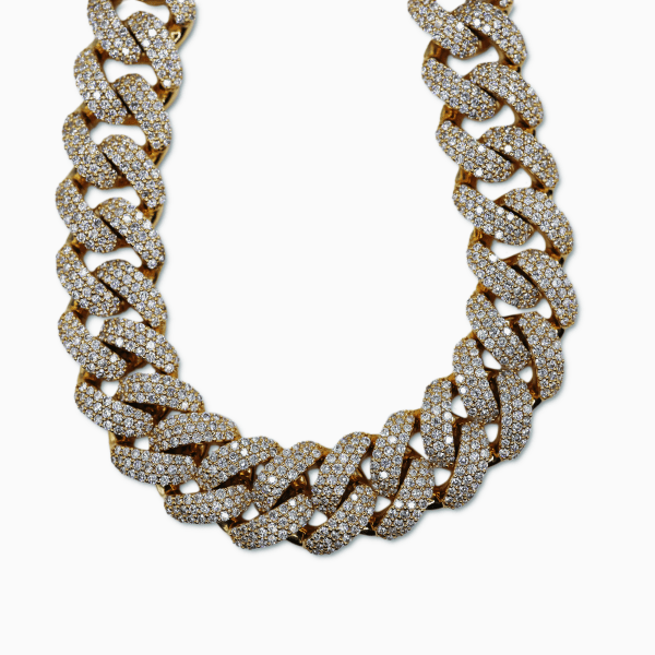 Diamond Cuban Bracelet - 10K Yellow Gold - Free Overnight Shipping