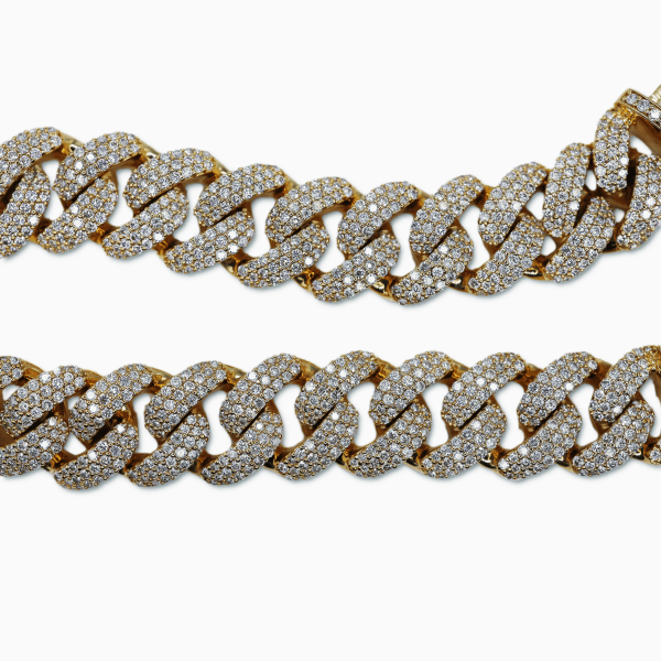 Diamond Cuban Bracelet - 10K Yellow Gold - Free Overnight Shipping - Image 3