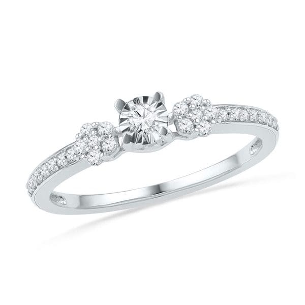 10kt White Gold  Round Diamond Solitaire Promise Ring 1/4 Cttw