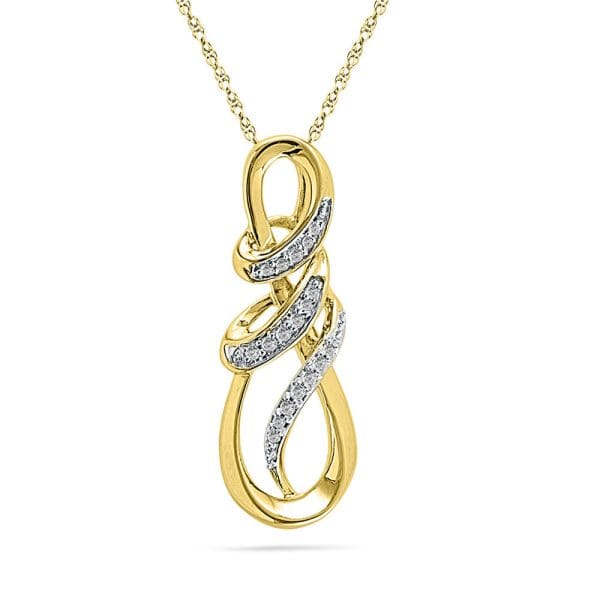 10kt Yellow Gold  Round Diamond Infinity Anniversary Love Pendant 1/10 Cttw