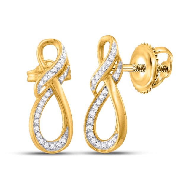 10kt Yellow Gold  Round Diamond Fashion Earrings 1/6 Cttw