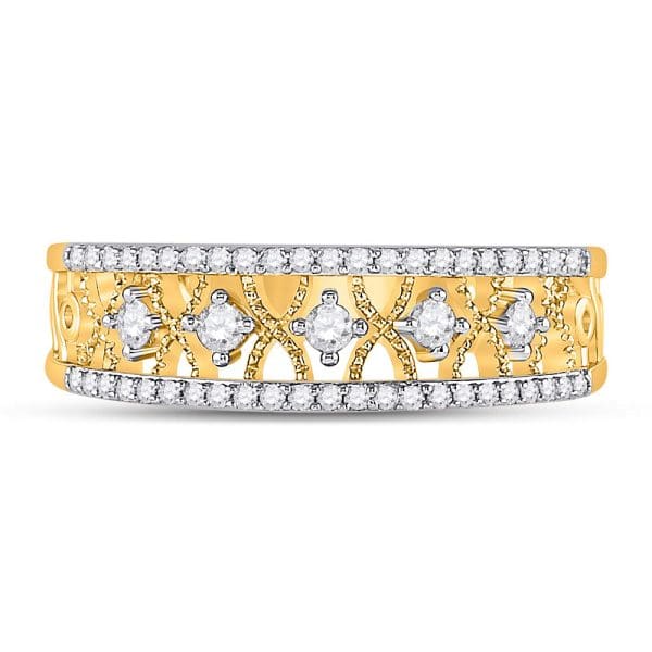 10kt Yellow Gold  Round Diamond Band Ring 1/4 Cttw - Image 2