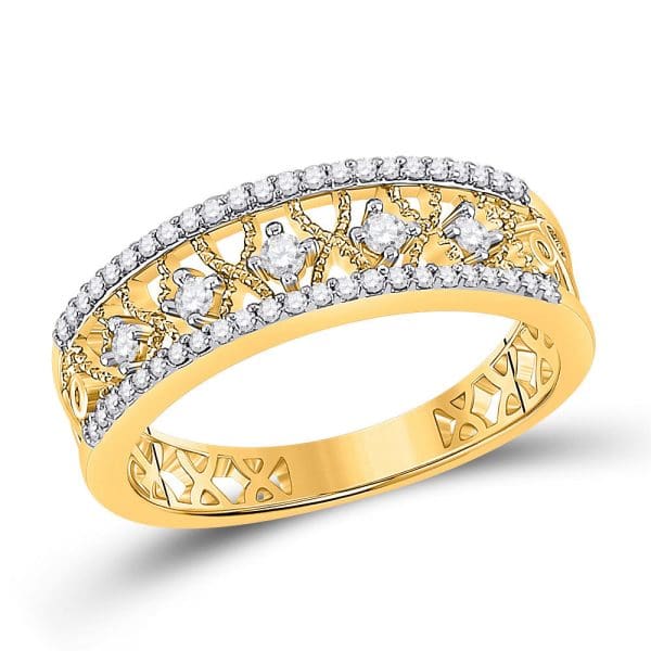 10kt Yellow Gold  Round Diamond Band Ring 1/4 Cttw