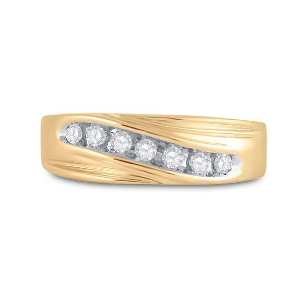 10kt Yellow Gold His Round Diamond Wedding Band Ring 1/4 Cttw - Image 4