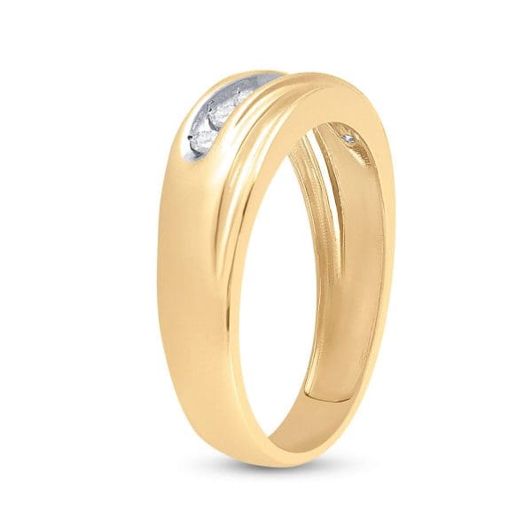 10kt Yellow Gold His Round Diamond Wedding Band Ring 1/4 Cttw - Image 2