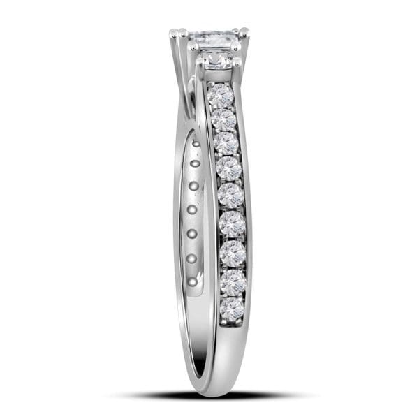 14kt White Gold Princess Diamond 3-stone Bridal Wedding Engagement Ring 1 Cttw - Image 2