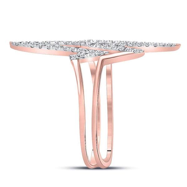 10kt Rose Gold  Round Diamond Double Heartbeat Ring 1/5 Cttw - Image 4