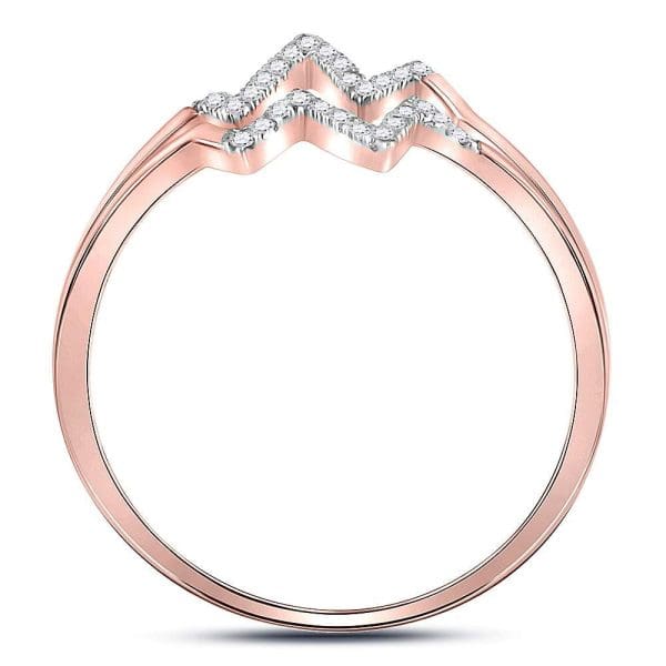 10kt Rose Gold  Round Diamond Double Heartbeat Ring 1/5 Cttw - Image 3