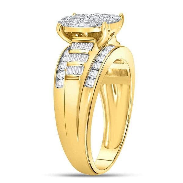 10kt Yellow Gold Round Diamond Oval Bridal Wedding Engagement Ring 1 Cttw - Image 3