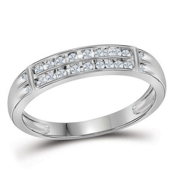 10kt White Gold His s Round Diamond Cluster Matching Wedding Set 5/8 Cttw - Image 3