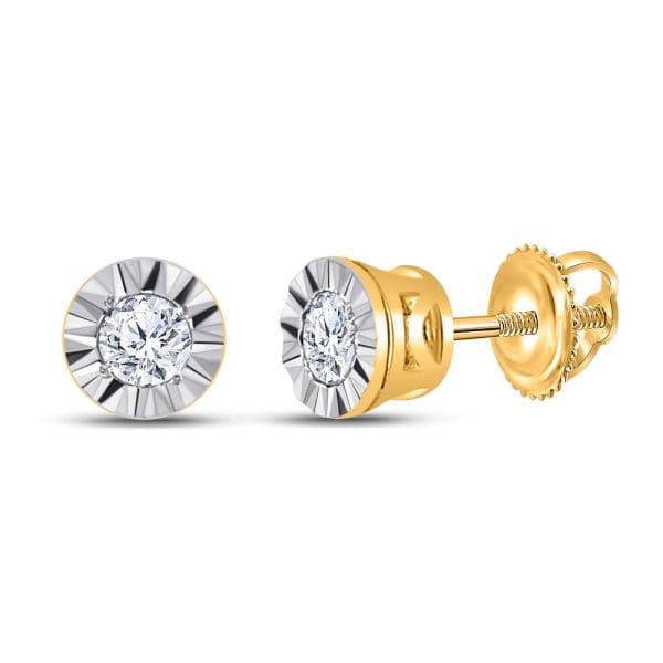 10kt Yellow Gold  Round Diamond Solitaire Illusion-set Stud Earrings 1/10 Cttw