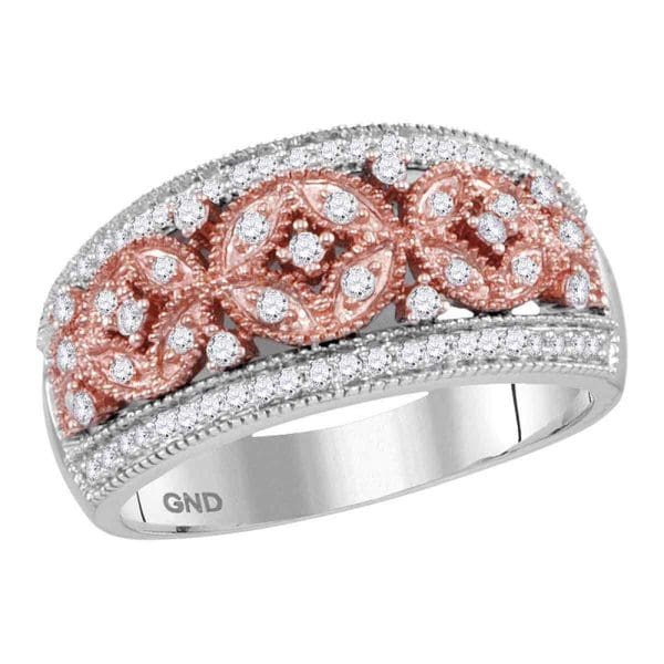 14kt Two-tone Gold  Round Diamond Band Ring 1/3 Cttw