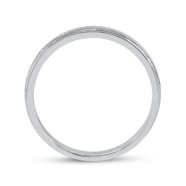 14kt White Gold His Round Diamond Wedding Cross Band Ring 1/4 Cttw - Image 4