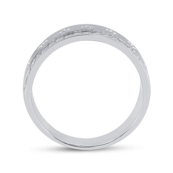 14kt White Gold His Round Diamond Wedding Cross Band Ring 1/2 Cttw - Image 4